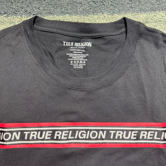 True Religion Black T-Shirt with Red and White Accents - Picture 3 of 6